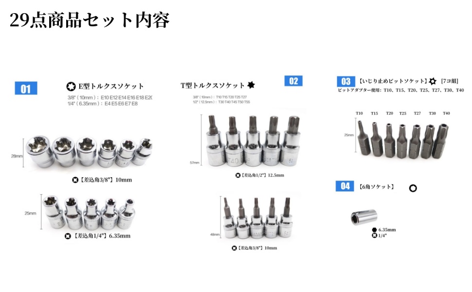 Amazon.co.jp: HYCDIYTS トルクスビットソケットセット