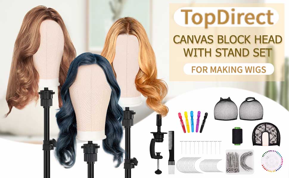 TopDirect 22 Inch Canvas Wig Head Stand, Wig Stand Tripod