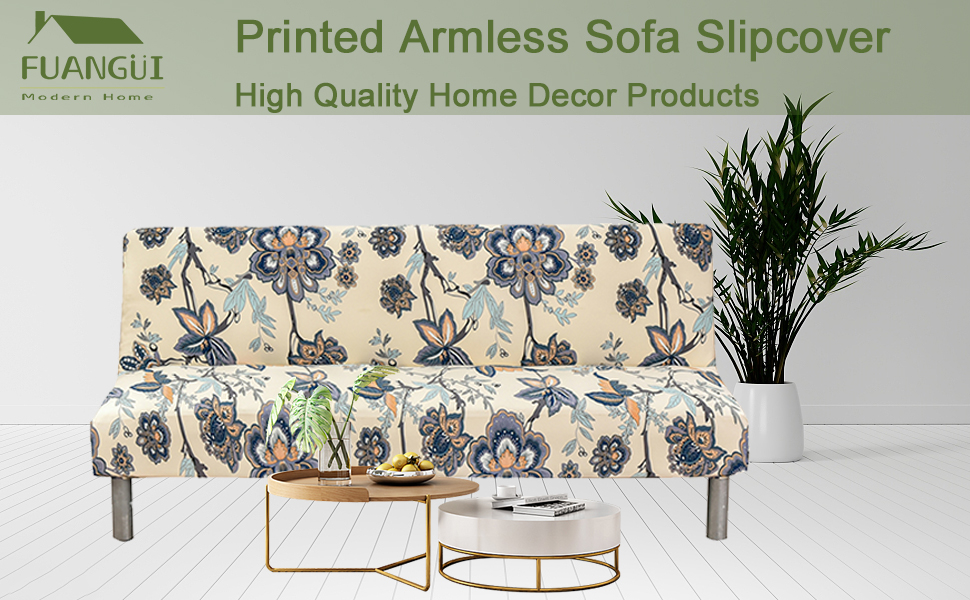FUANGUI Armless Futon Covers Stretch Futon Couch Cover