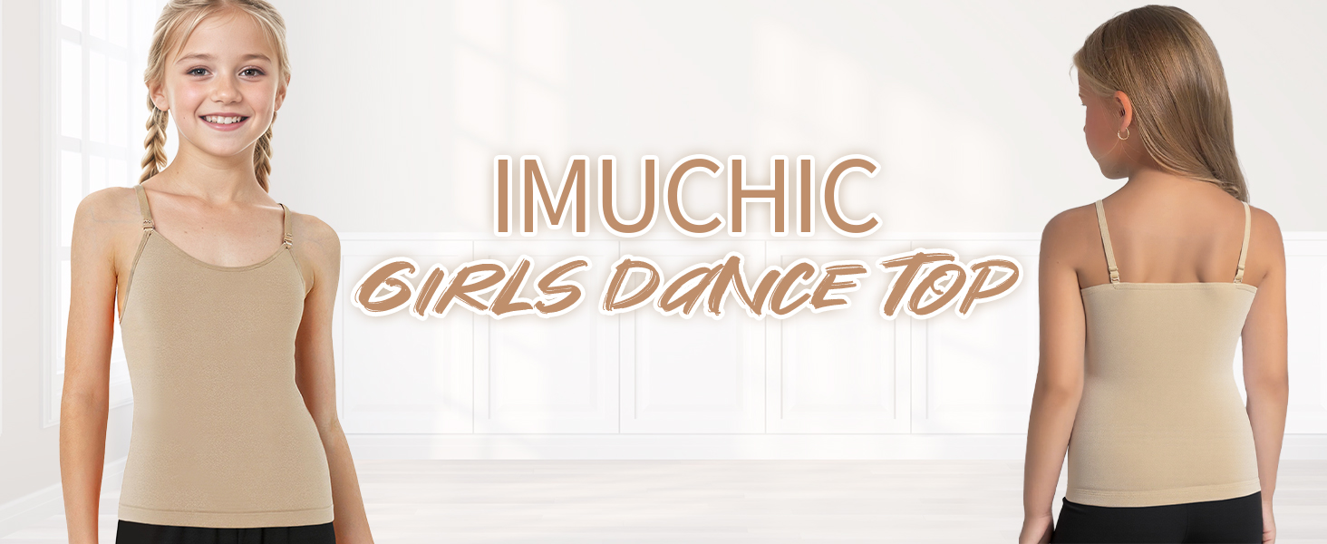 Camisole Tank Tops for Girls, Stretch Undershirts Comfortable Camis with Clear Straps and Silicone Cover 2 girls dance tank top