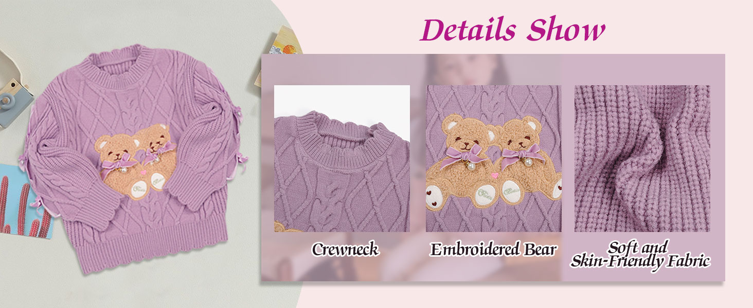 Toddler Baby Girl Knit Sweater Round Neck Long Sleeve Pullover Sweatshirt Fall Winter Clothes