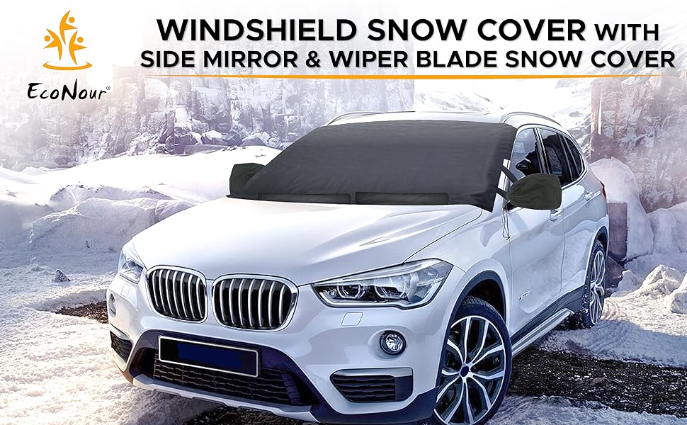 Windshield snow cover with side mirror cover + wiper cover