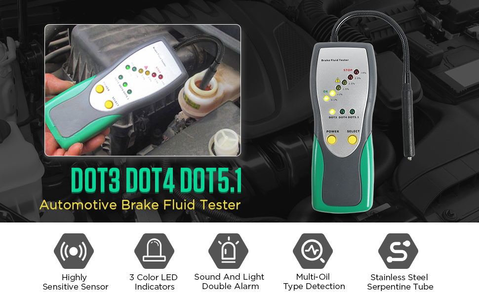 BELEY Automotive Brake Fluid Tester Oil Moisture Water Detection with