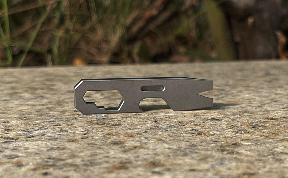 Hamans EDC Pocket Pry Bar Keychain Multi Tool, Titanium Pry Bar, Small