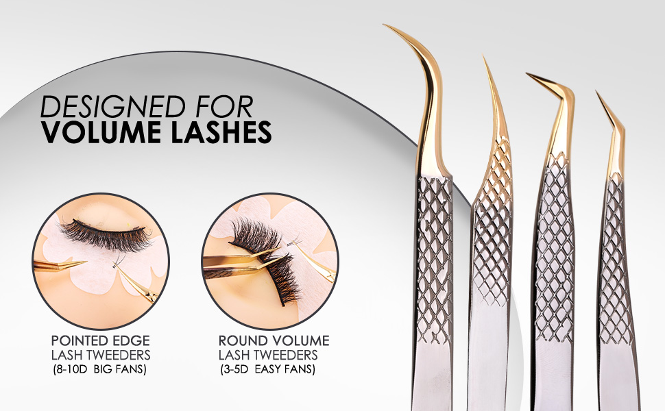 black gold eyelash extension tweezers