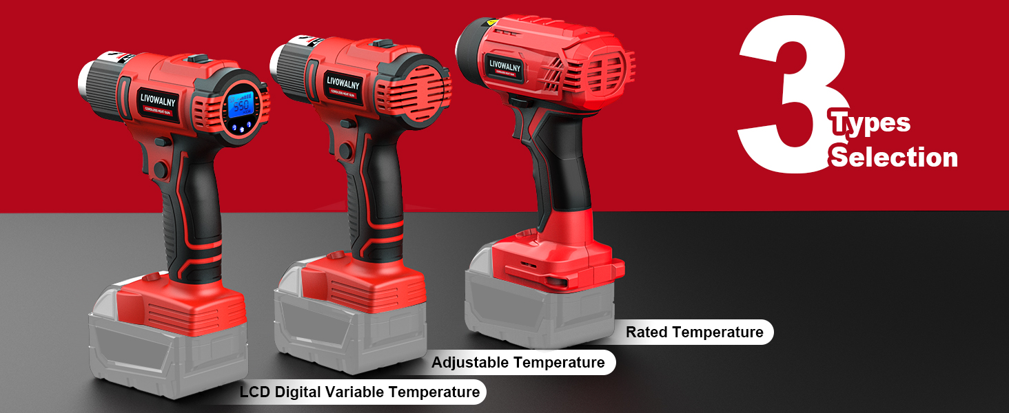 LIVOWALNY Cordless Heat Gun for Milwaukee m18 Battery, 18V 350W 990°F