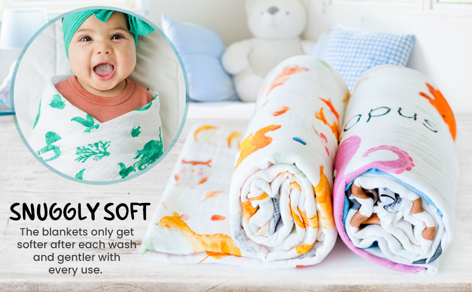 ADDISON BELLE Swaddle Blanket 100 Muslin Cotton