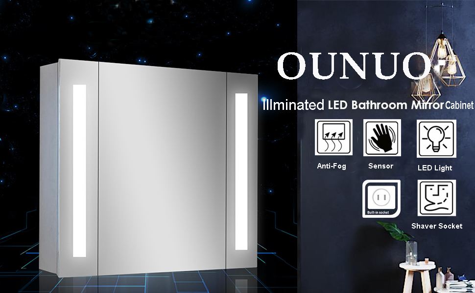 OUNUO 650 (W) X 600 (H) MM LED illuminated Bathroom Mirror