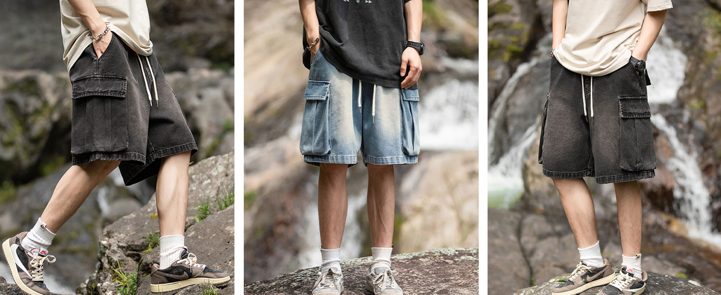 パンツ 90-00s SMOKE RISE Wide Baggy Jorts FantasyGears Mens Y2k Baggy Jeans Shorts Hip Hop Baggy Jorts India