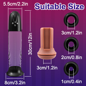 The vacuum pump has 3 different sizes of silicone