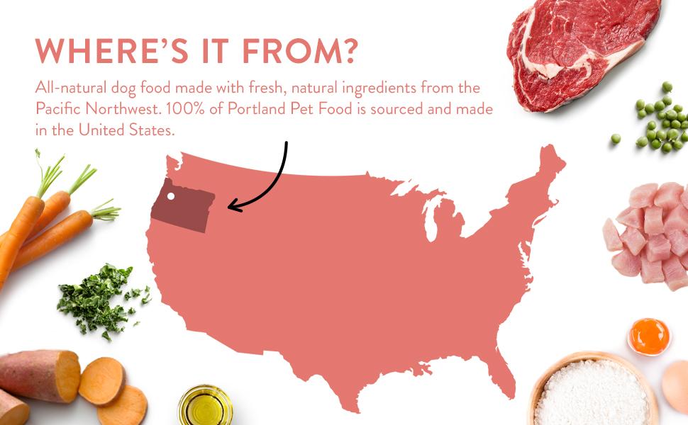 Where's it from? All-natural dog food made with fresh, natural ingredients from the USA