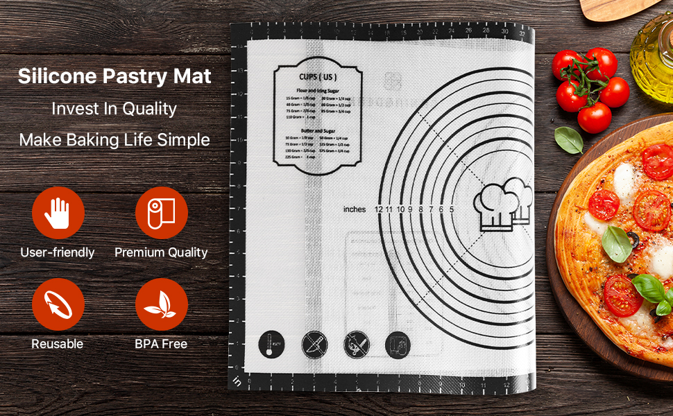 Silicone Baking Pastry Mat,36" x 24" Large Non Stick Sheet