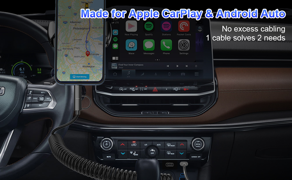 cable usb to lightning usb c car