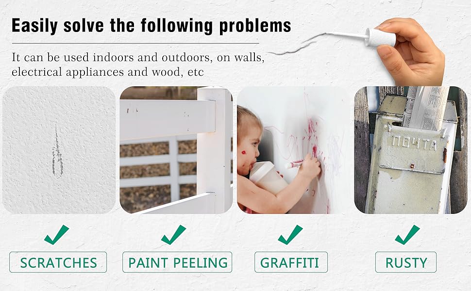 MultiSurface Touch Up Paint, Waterproof and Quick Drying, Brush in