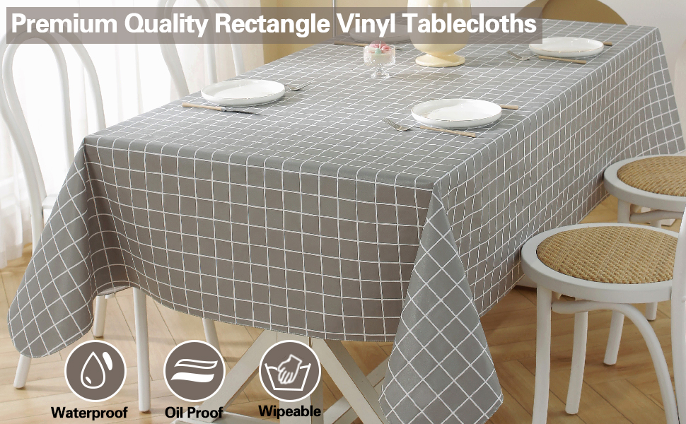 Vinyl Tablecloth with Flannel Backing for Rectangle Tables