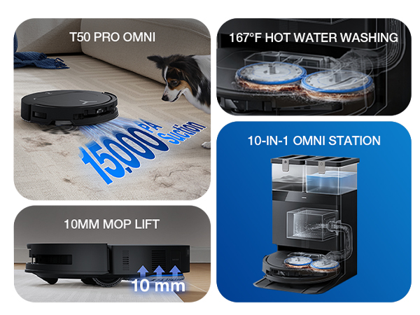 Amazon.com: ECOVACS DEEBOT T50 PRO Omni Robot Vacuum and Mop, 3.19