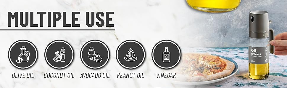 Oil Sprayer, cooking oil mister, olive oil, avocado oil. coconut oil, peanut oil, vuseone sprayer