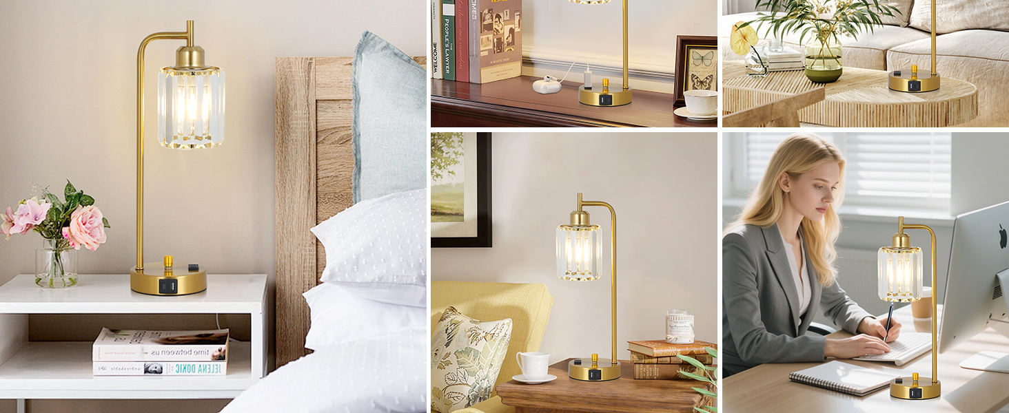 table lamps for living room, bedside table lamp, lamp with usb port and outlet