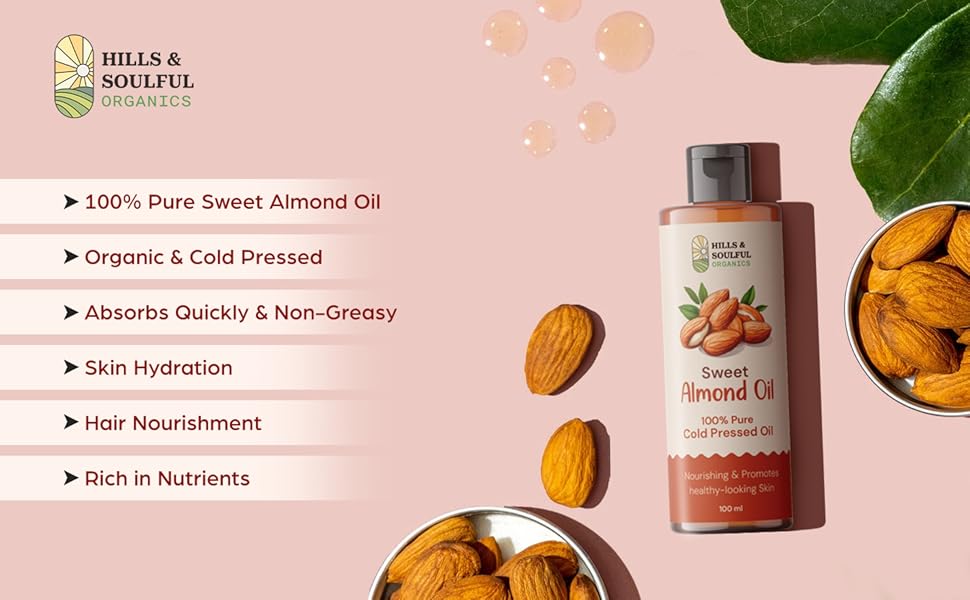 100 pure sweet almond oil cold pressed and organic for skin hydration and hair care
