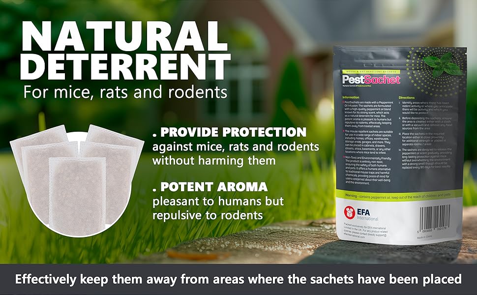 PestSachet, Mouse and Rat Repellent Sachets, Peppermint Oil Sachets