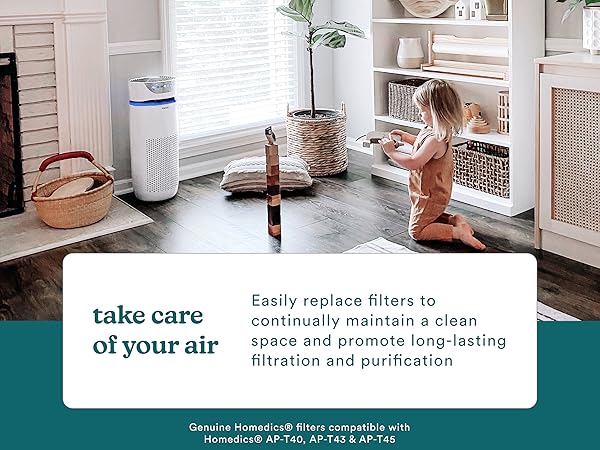 air purifier in living room with kids