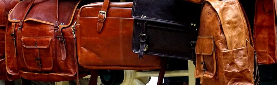 leather bags hanging
