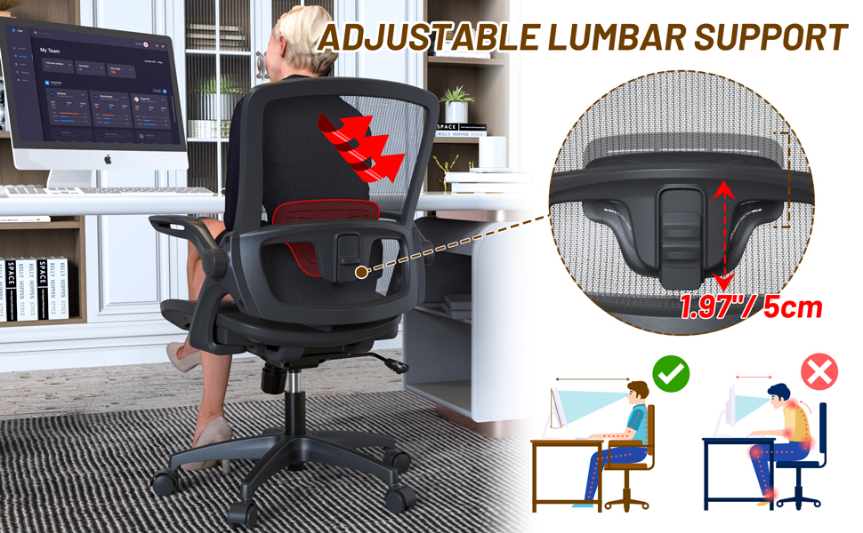 KOLLIEE Mesh Home Office Chair Ergonomic Swivel Office Desk