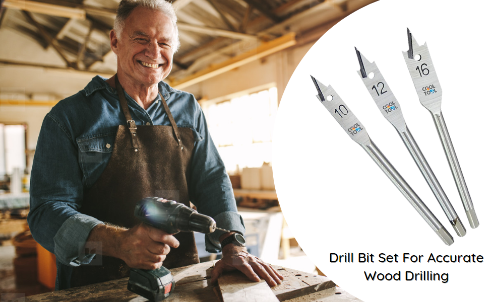 CoolTool 6 Pieces Hex Shank Flat Drill Bits set For Spade Boring In