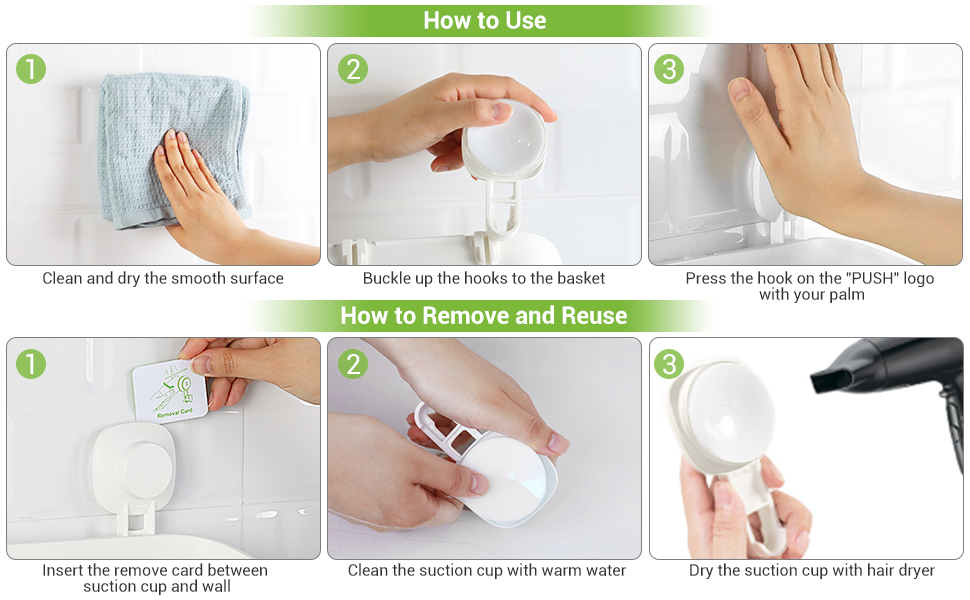 LUXEAR Suction Cup Shower Caddy No Drilling Removable