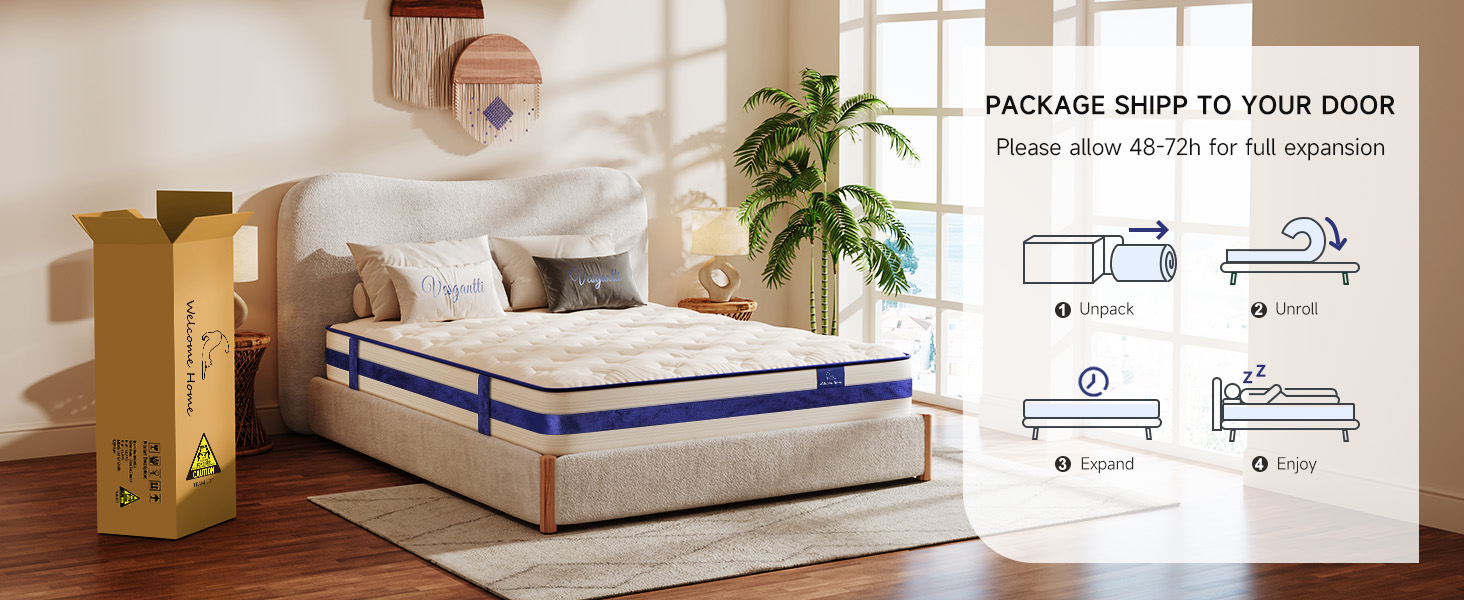 Vesgantti Full Size Mattress, 12 Inch Hybrid Innerspring