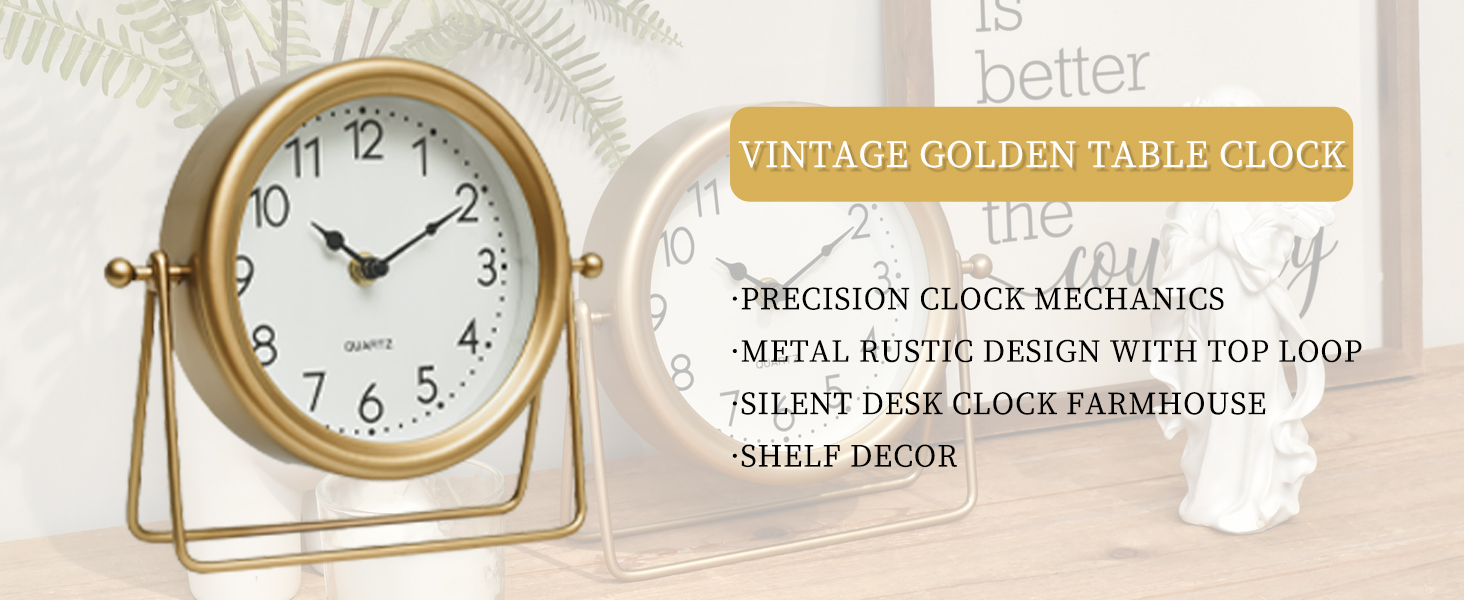 MACVAD Vintage Golden Table Clock - Eleg... 11 gold clock tabletop