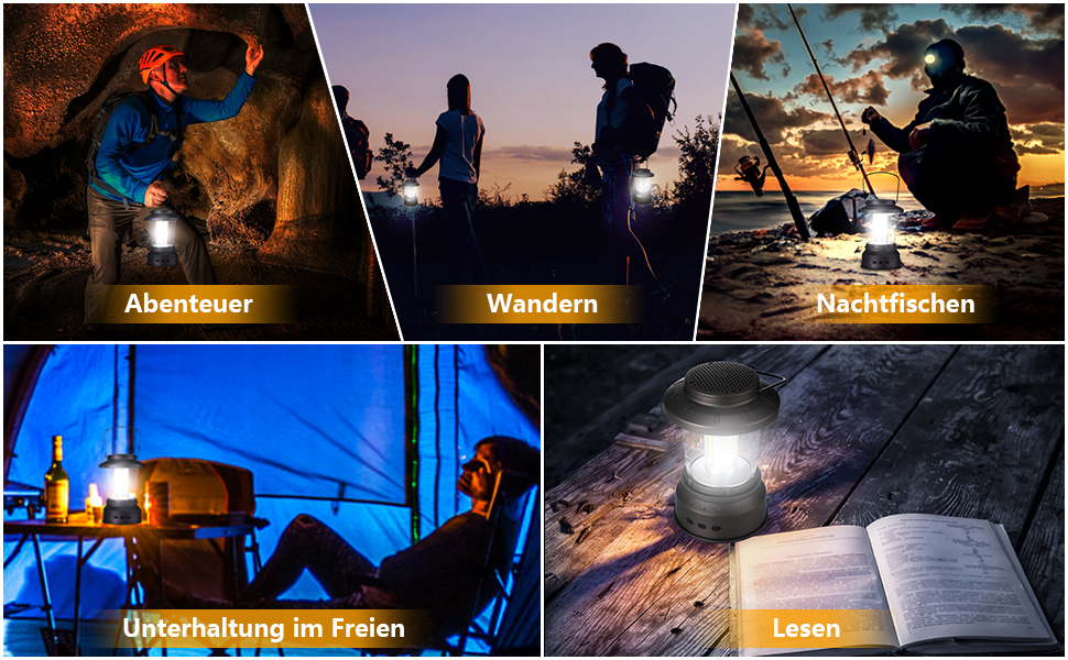 LED Camping Lamp with Bluetooth Speaker USB Rechargeable Camping Light