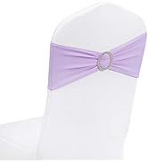Peomeise 25pcs Lavender Spandex Chair Sashes with Buckle Slider for Wedding, Party Decoration