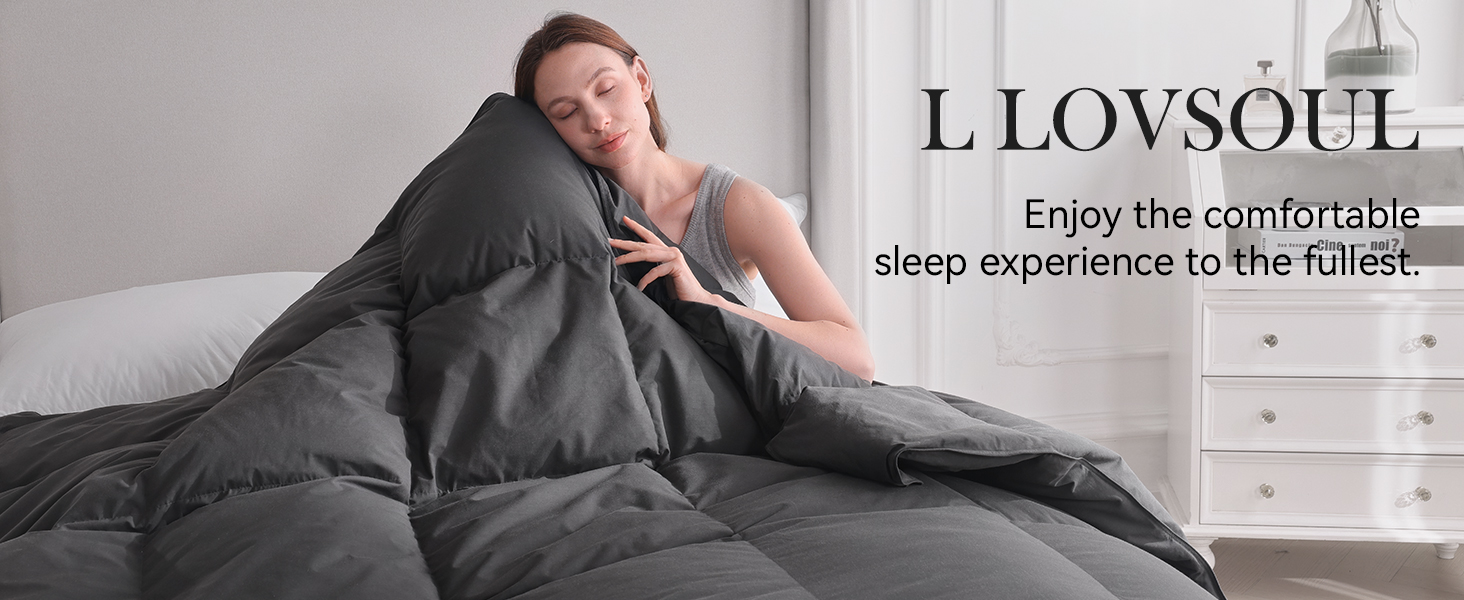 LOVSOUL Goose Feather Down Fiber Comforter King Size, 100% Organic Cotton Fabric Duvet Insert, All Season Grey Bedding C 3806aea8 D18e 42db 8808 701e6cd8f291. CR0,0,1464,600 PT0 SX1464 V1