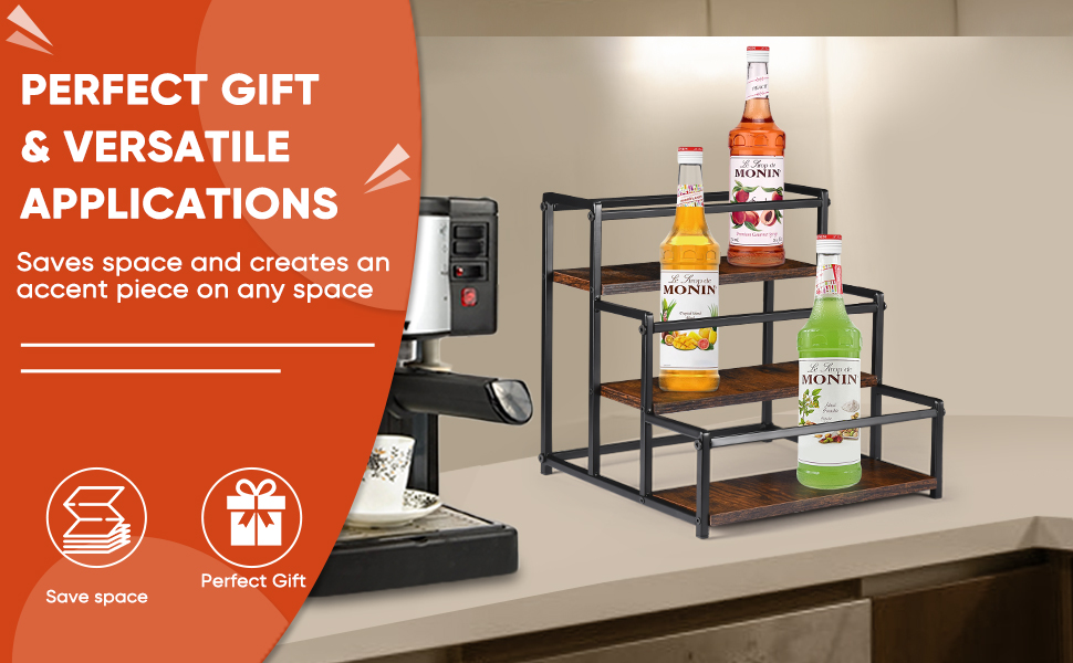 GADFISH Coffee Syrup Rack Organizer, 3 Tier Syrup Bottle Holder Stand for Coffee Bar