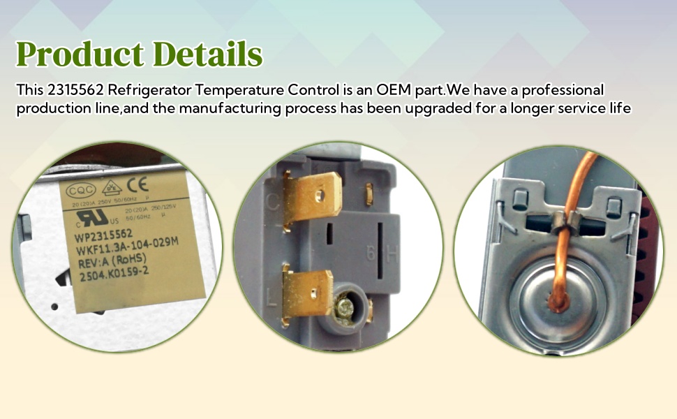 WP2315562 2315562 Temperature Control Thermostat Fits for Whirlpool,Maytag,Kitchen Aid,Kenmore