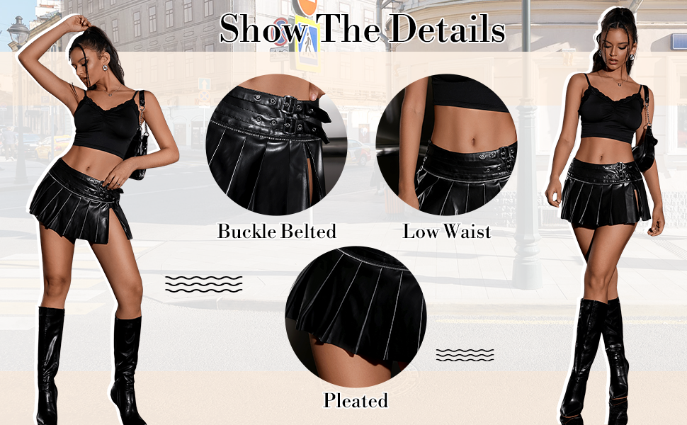 SCULPTOR Leather Micro Skirt 平成ギャル y2k Pleated Leather Mini Skirt | Y2K Wave