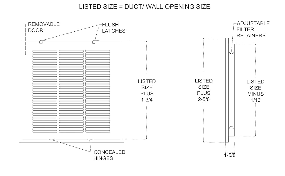 Handua 12"W x 12"H [Duct Opening Size] Steel Return Air Filter Grille