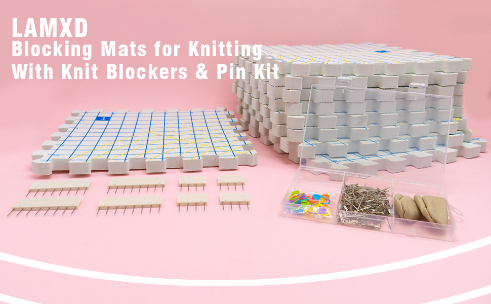 LAMXD Blocking Mats for Knitting Extra Thick Blocking Boards with Grids with 8PCS Knitting
