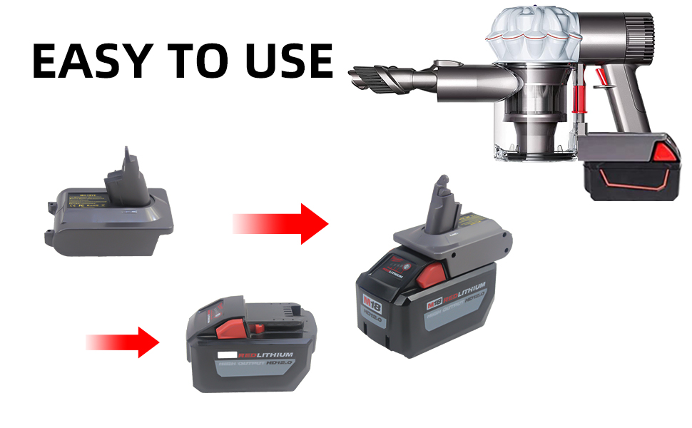 Fiihio Battery Adapter for Dyson V8 Series Compatible with Milwaukee M18 18V Lithium