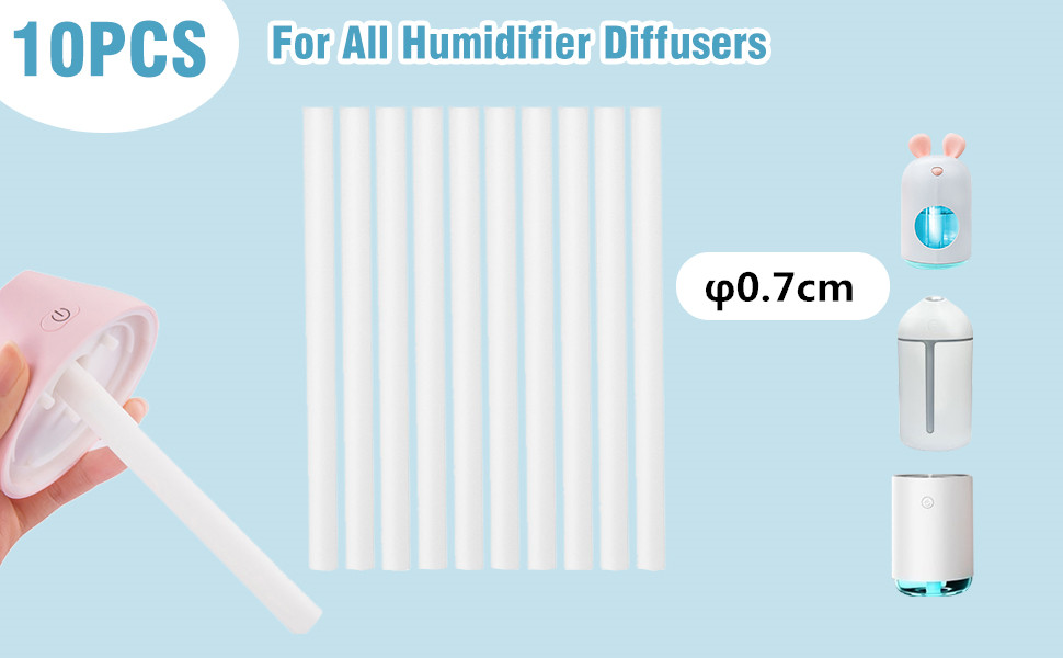 10 Pcs Humidifier Sticks, Cotton Wicks Replacement for USB Humidifier