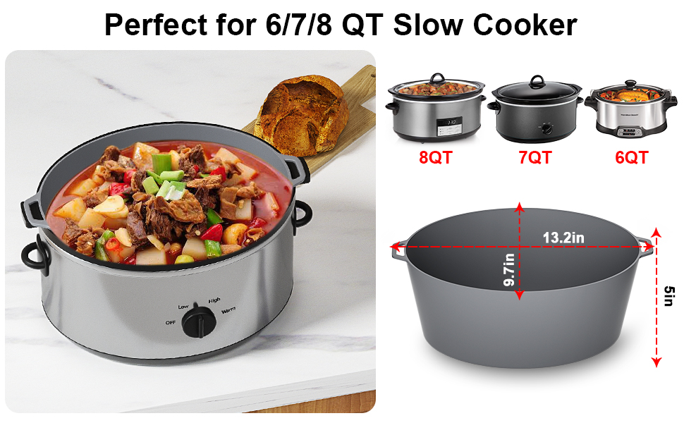Slow Cooker Liners Fit 6,7,8 Quart Oval Crockpot, Reusable