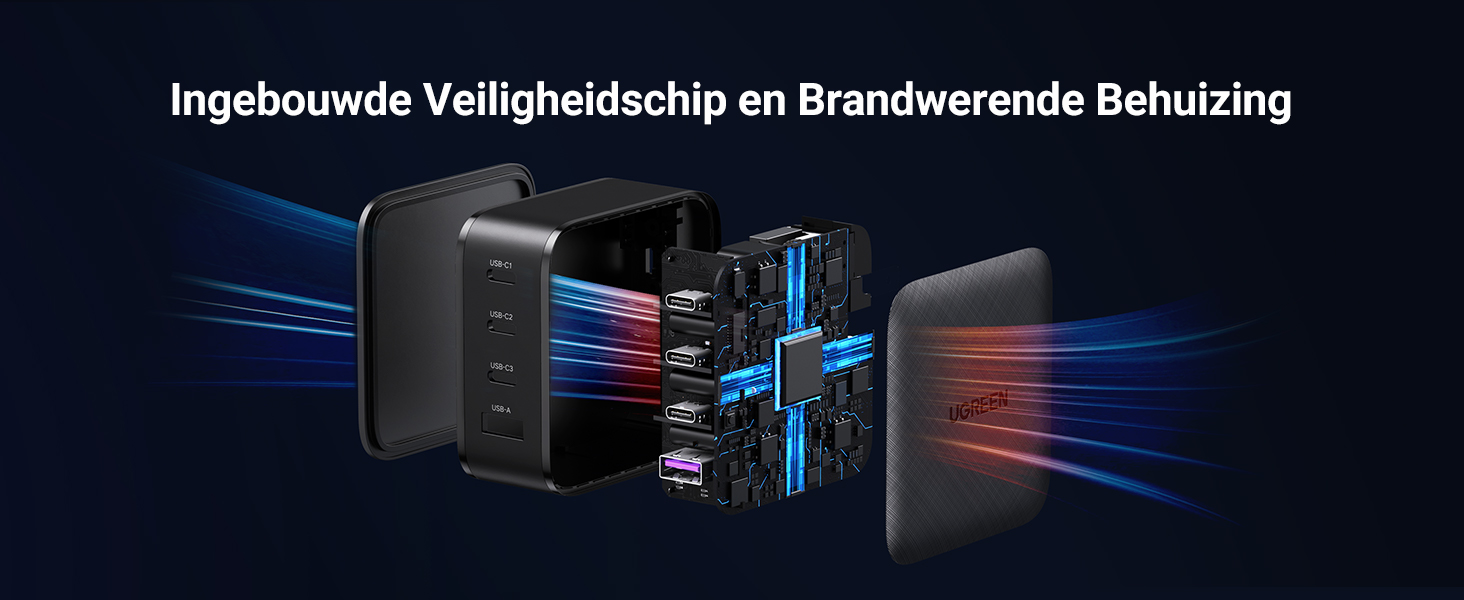 UGREEN 65W USB C GaN Oplader - 4-Poorts PD Lader met PPS - 5