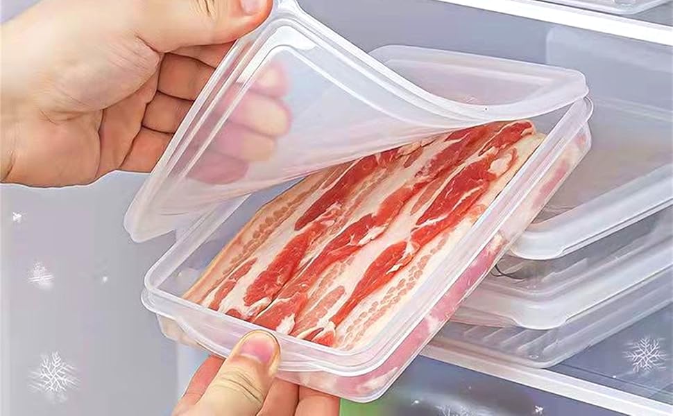 wulikanhua 2 Pack Plastic Bacon Box, Deli Meat Saver Cold Cuts Fridge Keeper, Cheese