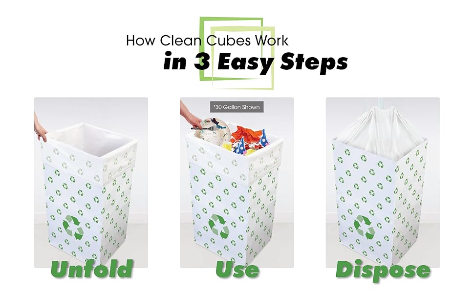Clean Cubes 13 Gallon Disposable Trash Cans (3Pack