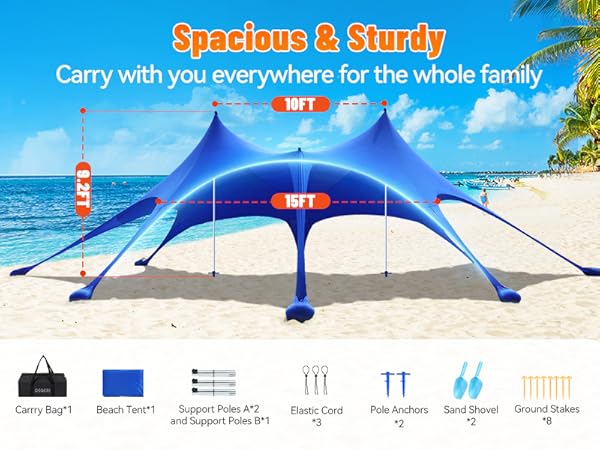 Amazon.com: Osoeri Beach Tent, 20 x 13ft Camping Sun Shelter