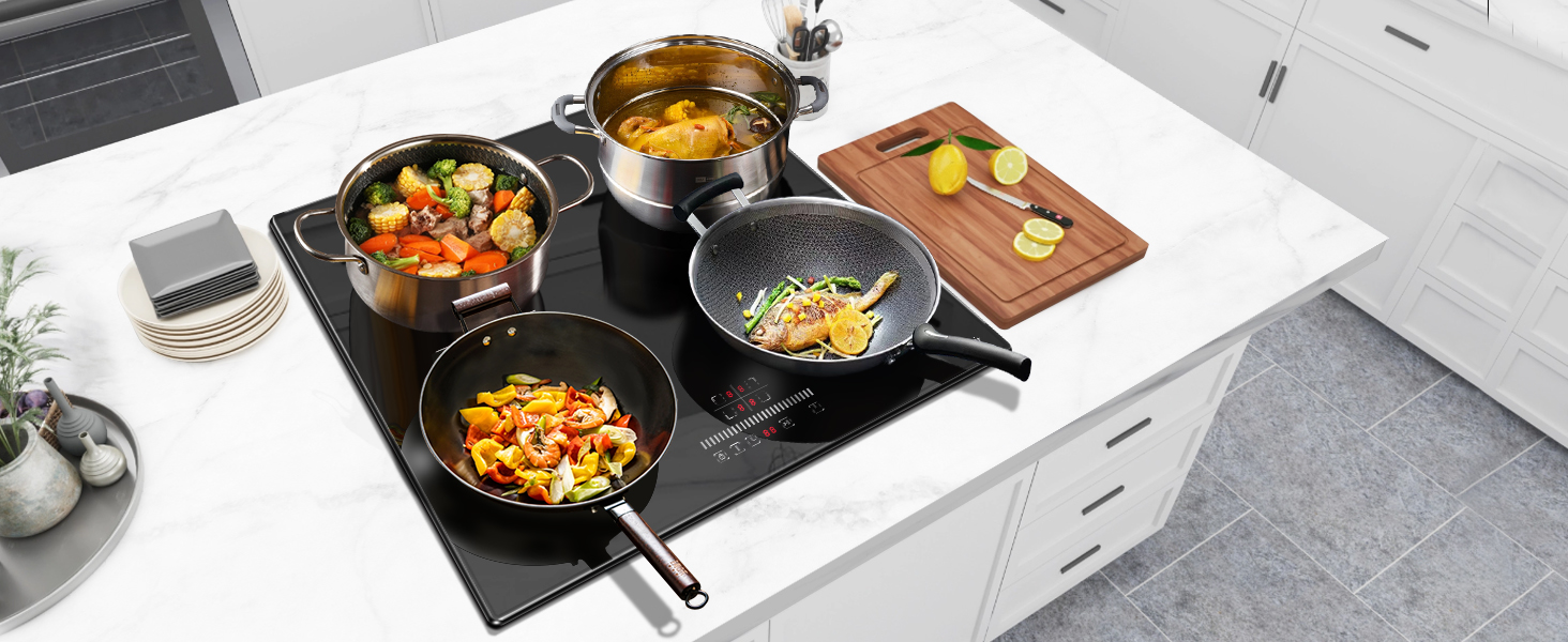 Hobsir hob Plug in Induction Hob 4 Zones Electric Hob 60cm with