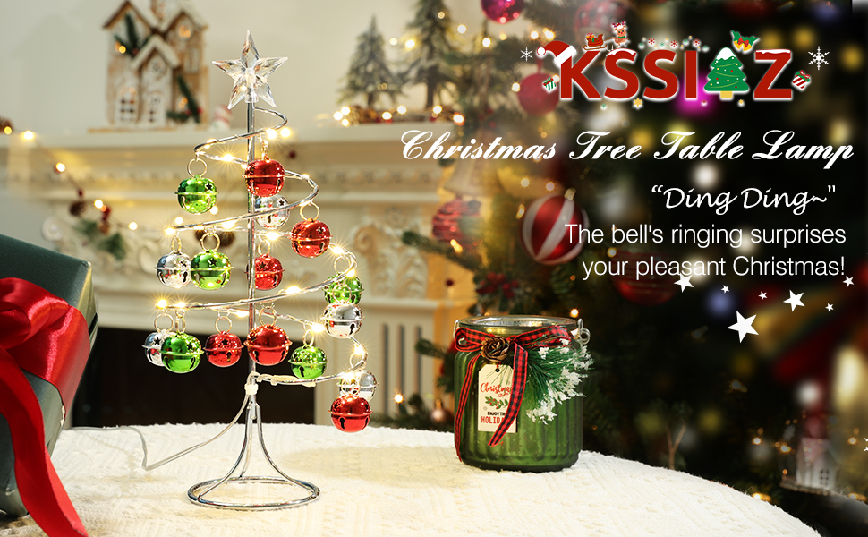 Kssiaz Christmas Table Lamp, 11 Inch USB/Battery Powered