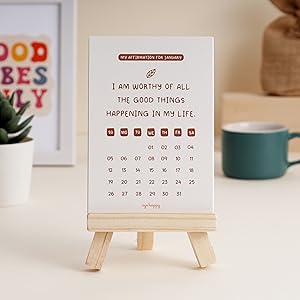 2025 affirmation calendar, motivational desk calendar, positive affirmations, self-love calendar,