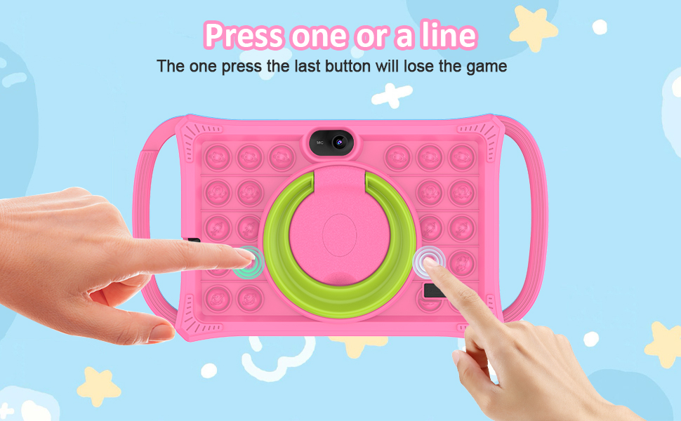 Text reads 'Presale for Game'. Pink silicone or rubber game controller case with green accents shown from multiple angles against blue background with star patterns.